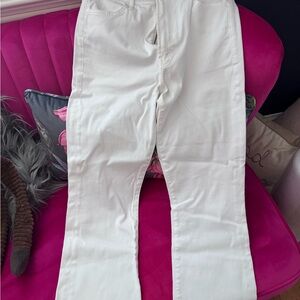 MOTHER Cream Ankle Fray Jeans